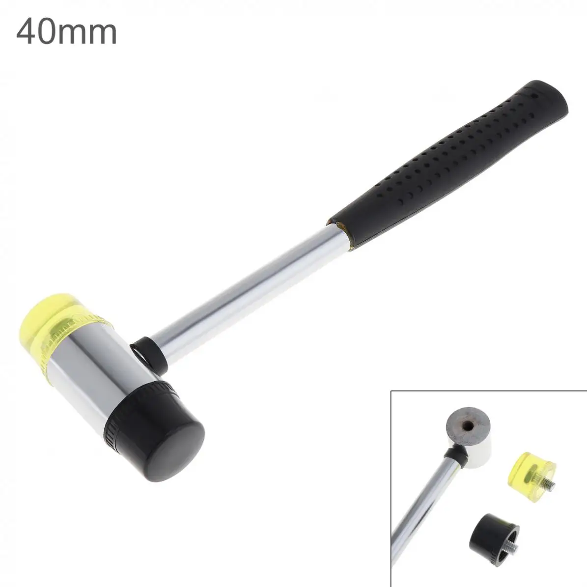 

40mm Rubber Hammer Double Faced Work Glazing Window Nylon Hammer with Round Head and Non-slip Handle DIY Hand Tool
