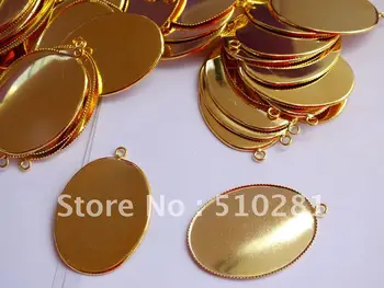 

Free ship!!!Bulk 200piece with 18x25mm Gold Plated oval base pendant base pendant blanks pendant setting