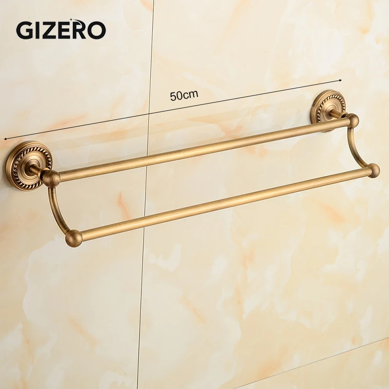 Double Towel Bar GIZERO аксессуары для ванной комнаты, латунный держатель для полотенец, держатель для туалетной бумаги, держатель для зубной щетки, держатель для туалетной щетки ZR2031 - Цвет: Double Towel Bar