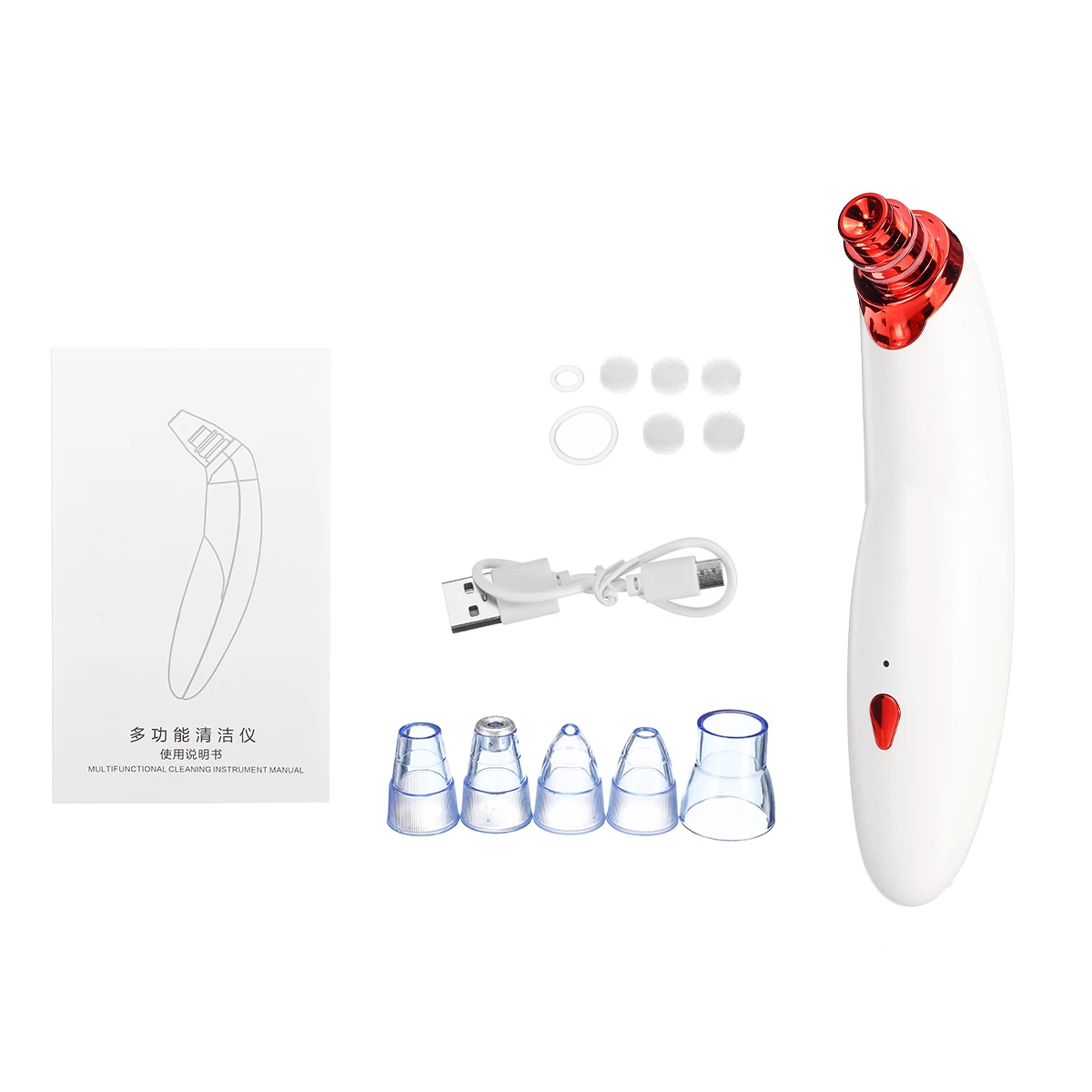 Electric Acne Clean Exfoliating Cleansing Vacuum Pore Cleaner Blackheads Facial Instrument Comedones Remover Face Skin Car - Цвет: Красный