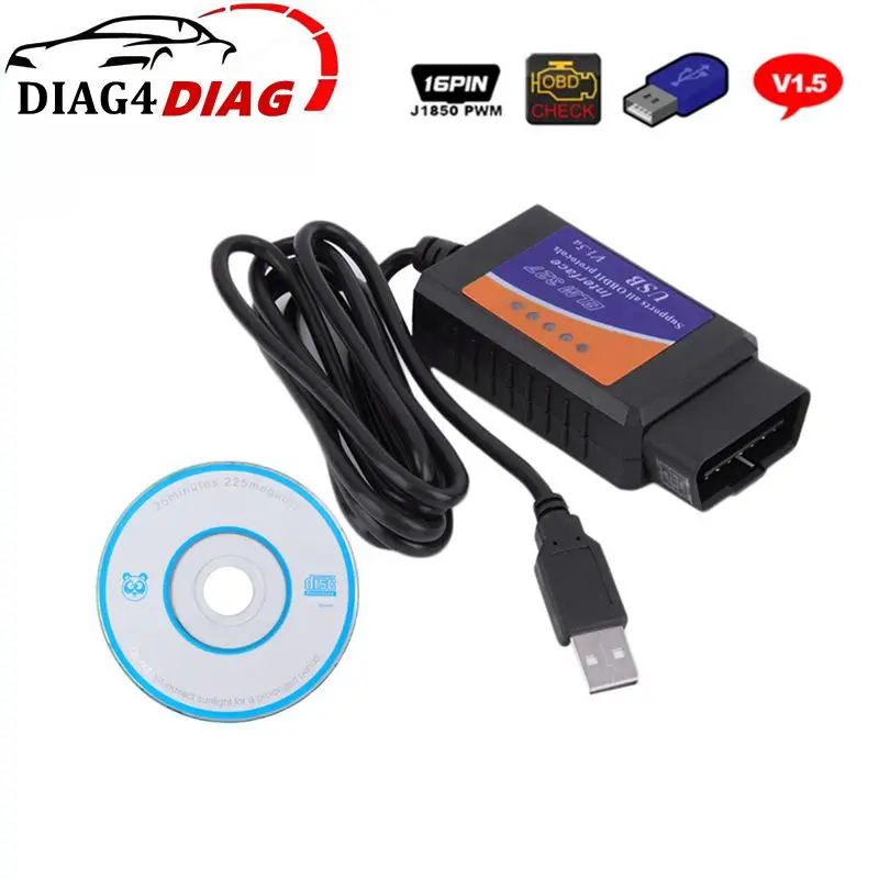 Диагностический сканер OBD2 ELM327 V 1 5 USB-интерфейс мини-сканер ELM 327 Поддержка CAN-BUS