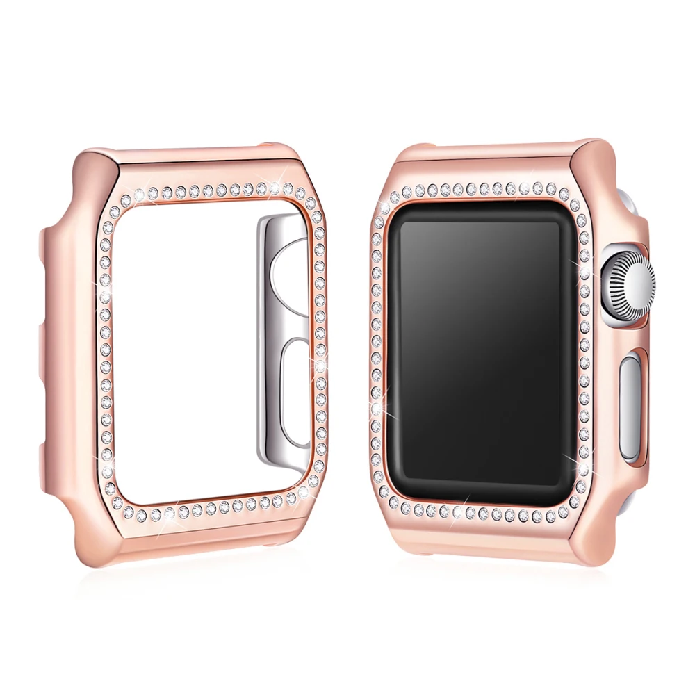 Bling С кристалалми и стразами для Apple Watch Series 1/2/3 случае тонкий защитный Насадка На Бампер основа PC тяжело смотреть аксессуары