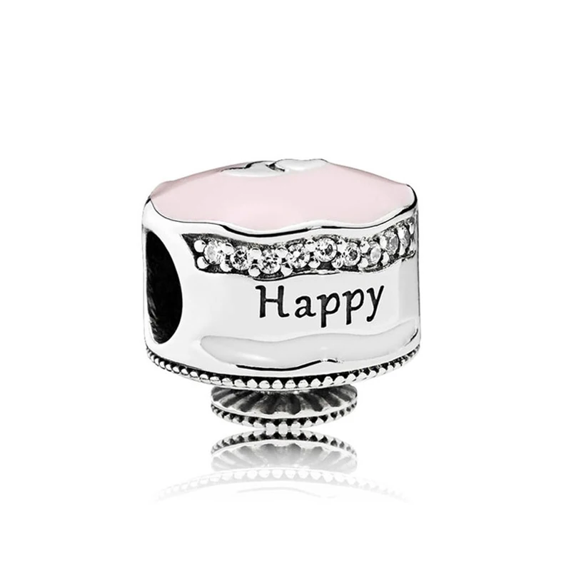 Authentic 925 Sterling Silver Bead Happy Birthday Cake Charm Fit Fashion Women Pandora Bracelet Bangle Gift DIY Jewelry | Украшения и