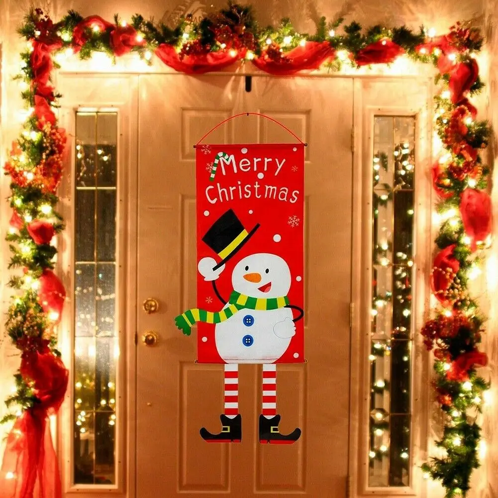 Счастливого Рождества орнамент Санта Клаус баннер флаг двери окна Висячие Рождественский Декор для дома