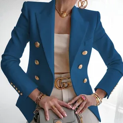 Nova cor sólida feminina moda sexy multi botões 2021 verão e outono casual terno escritório wear elegante curto casaco