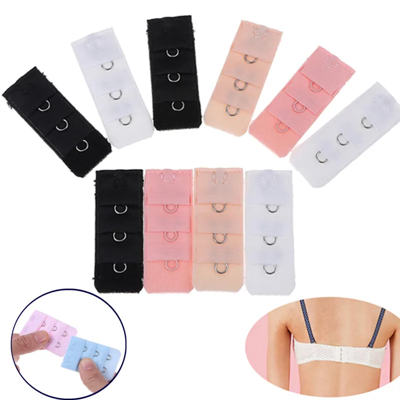5pcs/10pcs Ladies 3 Rows 2 Hooks Or 1 Rows 3 Hooks Bra Extender Nylon Clasp Extension Elastic On Strap Soft Bra Band
