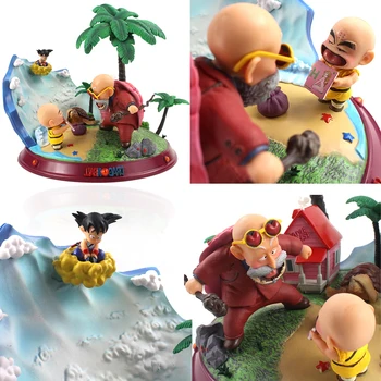 

22cm NEW Dragon Ball Son Goku Krillin Master Roshi Turtle Fairy House Bust GK Statue Action figure Collectible Model toys gift