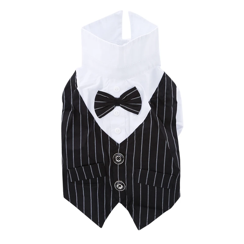 New Classic Dog Wedding Suit Dress Pet Dog Cat Clothes Striped Wedding Tuxedo Suit Vest Shirt Bow Tie Weeding Decorartion