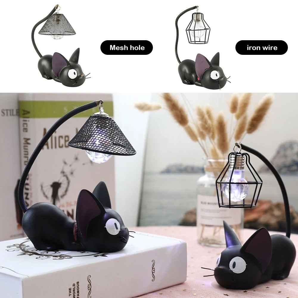 LED Night Light Creative Resin Cat Animal Night Light Ornaments Home Decoration Gift Small Cat Nursery Beside Lamp