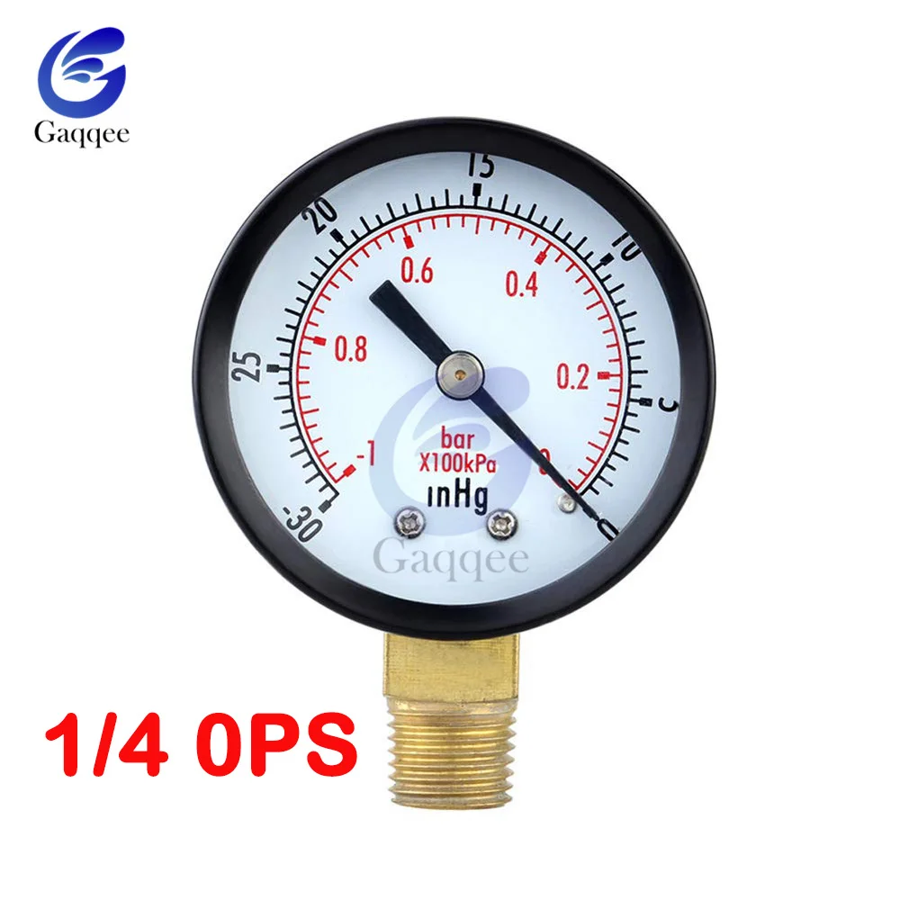 PPortable Dual Scale Dial Gauge 1/4" NPT 1/4" 1/8" BSP Vacuum Pressure Meter Gauge Manometer Dial Display Digital Pressure Gauge - Цвет: Черный