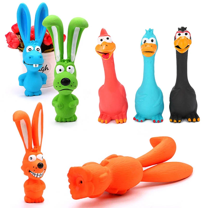 Screaming Rubber Rabbit For Dogs Latex Squeak Squeaker Chew Training Toy