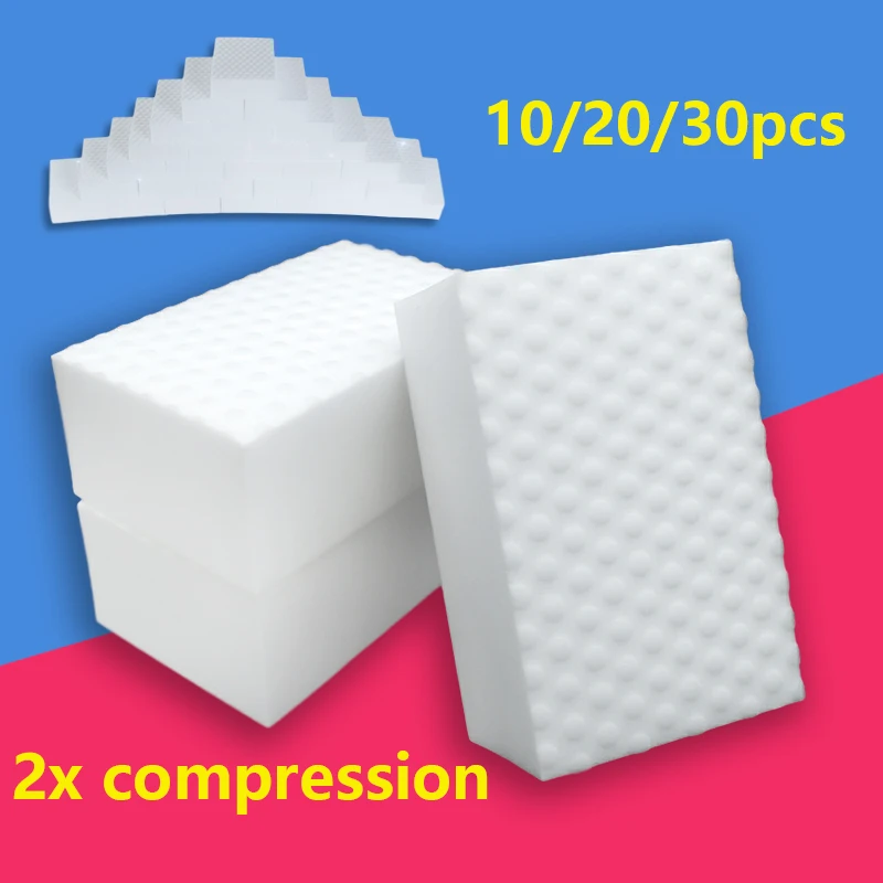 

10x6x2cm Double Compressed Melamine Sponge High Density Magic Sponge Eraser Bathroom Office Kitchen Cleaning Sponge 10/20/30pcs