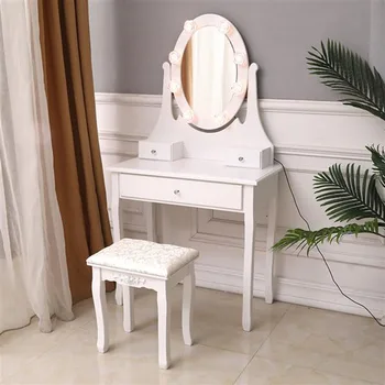 

Dressers Exquisite 360-Degree Rotary Mirror 3-Drawer MDF Dressing Table White