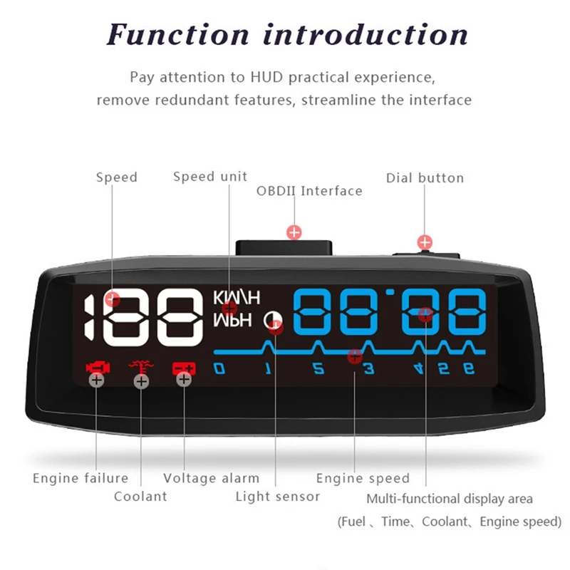 Car HUD Head Up Display OBD2 II EOBD Auto Digital Car Speedometer Over Speed Warning Alarm Head-Up Display