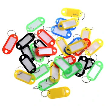 

30 X Coloured Plastic Key Fobs Luggage ID Tags Labels Key rings with Name Cards, For Many Uses - Bunches Of Keys, Luggag