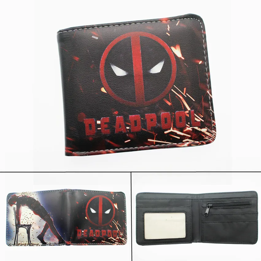 DC Deadpool 3 Pu короткий кошелек для мальчиков и девочек мужской карман для монет двойные фото держатель для карт слоистая Кожа Косплей кошельки с рисунками подарок