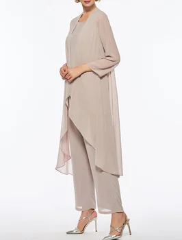 

Pantsuit / Jumpsuit Jewel Neck Chiffon Mother of the Bride Dress Ankle-Length Side Zipper Sleeveless