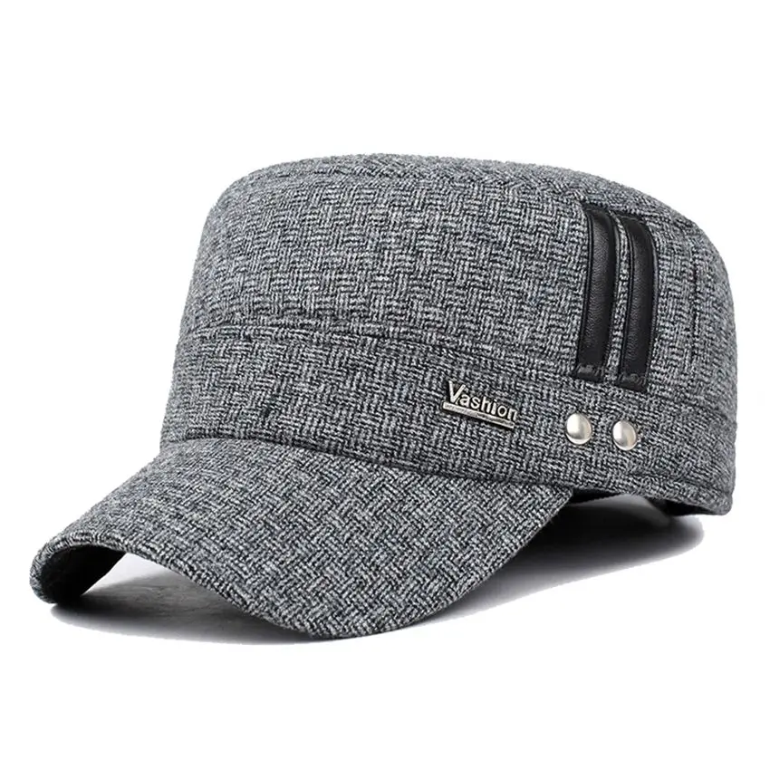 Gray JNKET осень зима мужская плоская закрывающая уши шапка Кепка для спорта на открытом воздухе Sunhat модная армейская Регулируемая Кепка Casquette - Цвет: Gray