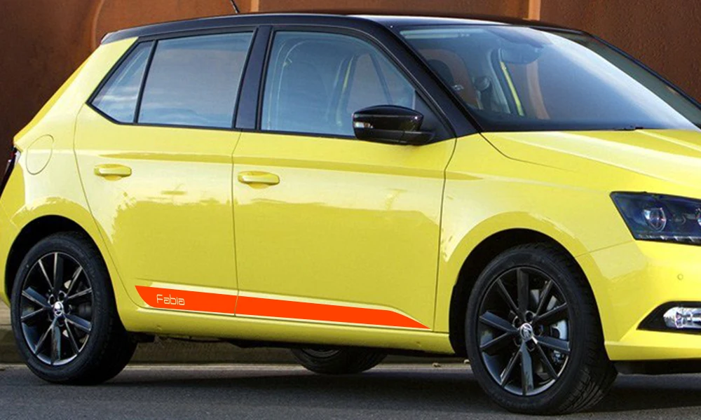 2PCS Car Door Side Stripes Skirts Graphics Vinyl Stickers Decals Racing Auto Body Decor Stickers For Skoda Fabia Car Accessories