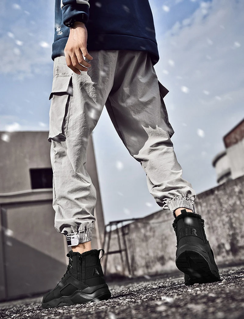 Merkmak/новые зимние мужские ботинки с высоким берцем Модные ботильоны на шнуровке в британском стиле Теплая Бархатная Рабочая обувь большой размер