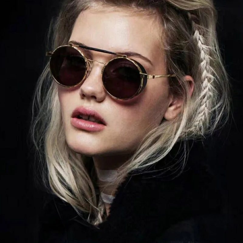 

Retro Round Metal Sunglasses Steampunk Men Women Brand Designer Glasses Oculos De Sol Shades UV Protection
