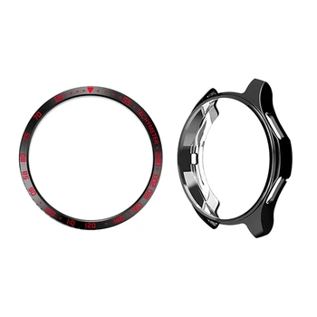 

2 Pcs for Samsung Galaxy Watch 46mm Watch Case Protective Cover Film Smart Watch Bezel Ring - Black+Red & Black