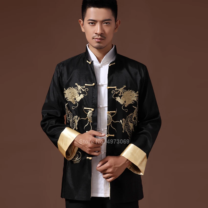 

Male Costume 2022 Embroidery Dragon Tangsuit Traditional Chinese Clothing for Men Shirt Tops Jacket Cheongsam Hanfu Vintage
