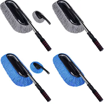 

Microfiber Car Cleaning Brush Auto Window Duster Retractable Stainless Steel Long Handle Dust Wax Washable Drag Wax Washer