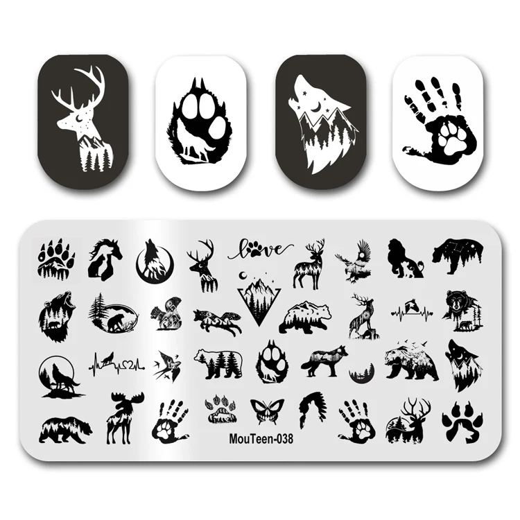 Nail Art Plate MouTeen035 Big Size Butterfly Flower Nail Stamping Plates Manicure Set For Nail Art Stamp 3