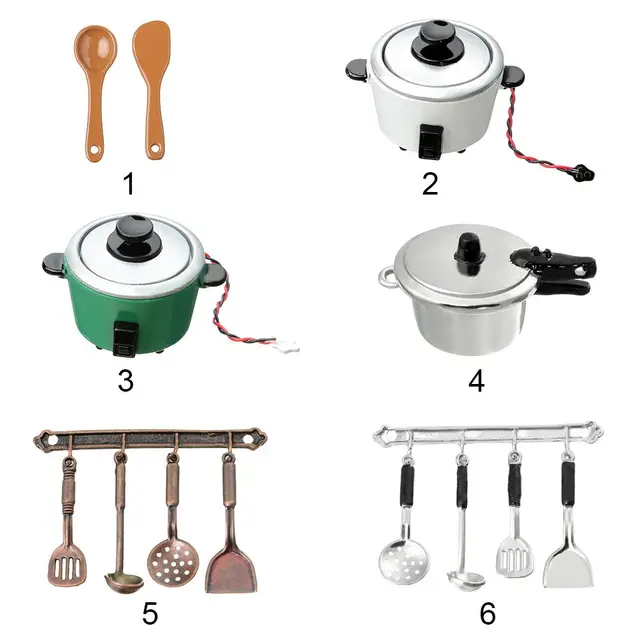 6 Styles Spoon Pot Dollhouse Furniture 1:12 Cookware Doll Accessories Miniature Tableware Mini Cutlery Set Simulation 5