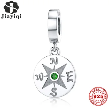 

Jiayiqi 925 Sterling Silver Compass Charm Popular Fit Bracelet & Necklace DIY Original Bracelet Female Fashion Jewelry