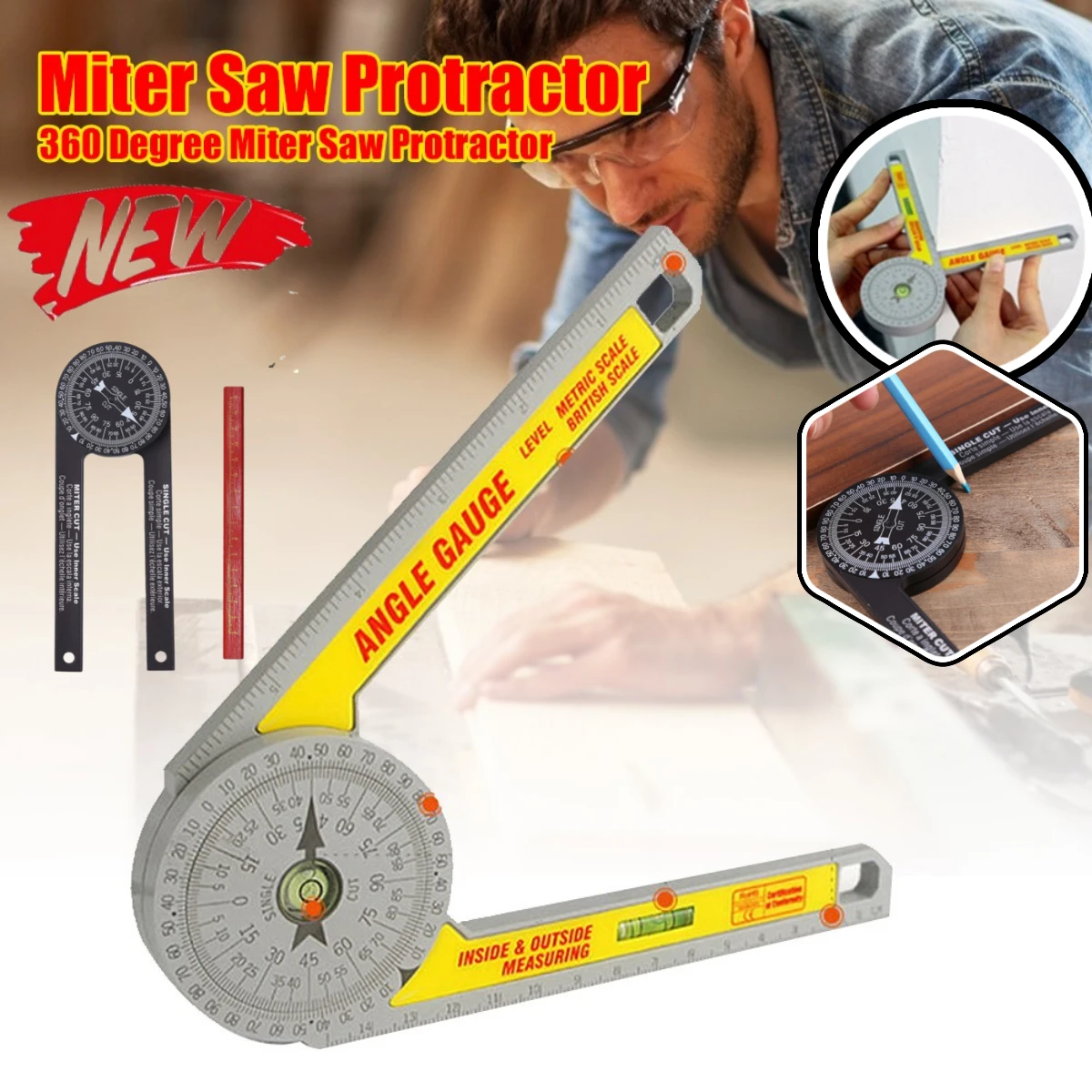 Digital Protractor 360° Miter Saw Angle Finder for Woodworking Home Decorating 