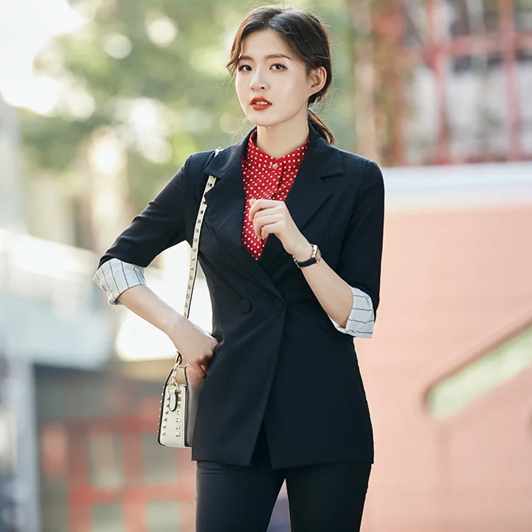 

Mid-length Yellow Small Suit WOMEN'S Coat 2019 Spring And Summer Korean-style Women's Slim Fit Fashion CHIC Versatile Suit Fashi