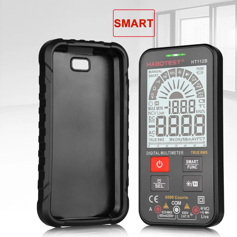 

HABOTEST HT112B Auto Range Smart Digital Multimeter Portable Voltage Current Frequency Meters