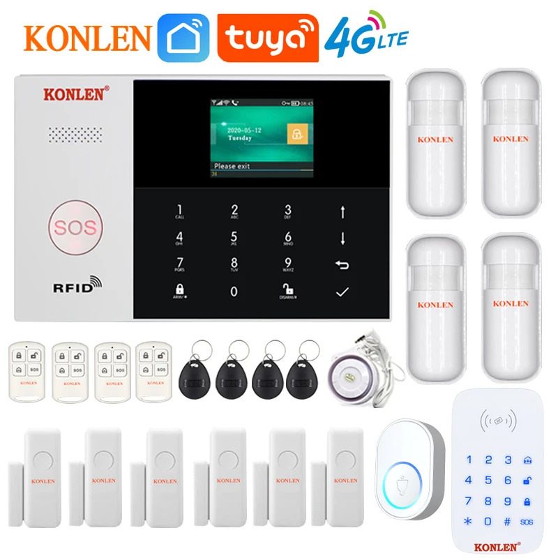 4G LTE 3G GSM WIFI Tuya система охранной сигнализации Комплект системы умный дом для дома