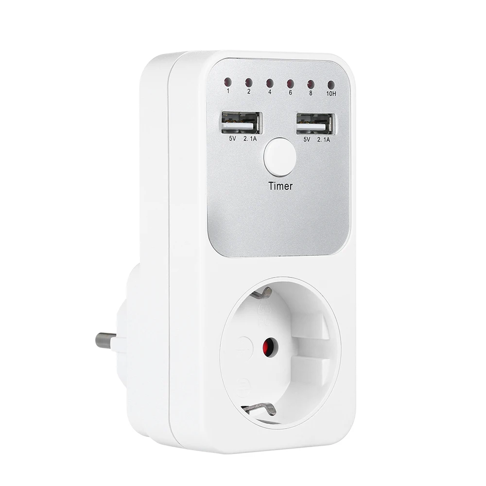 

Hot Countdown Timer Socket with 2 USB Ports 5V 2.1A Outlet Plug-in Time Controller Switch for Electrical Appliances UK/EU Plug