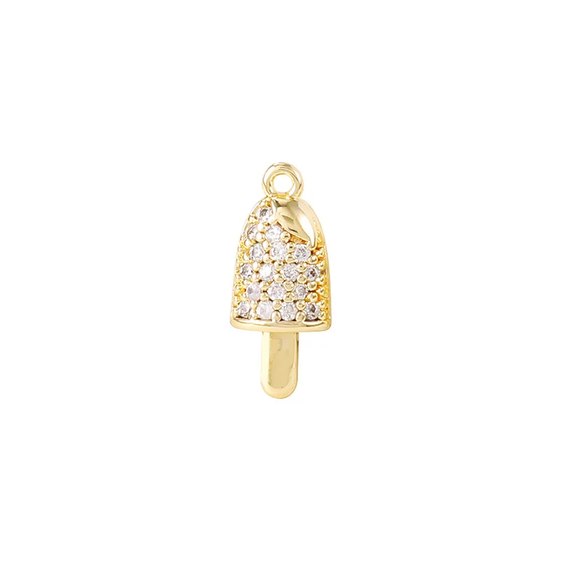 

Factory Wholesale Gold Color Brass And Zircon Ice Cream Charms Pendants Necklace And Bracelet Earring Diy Jewelry Accessories