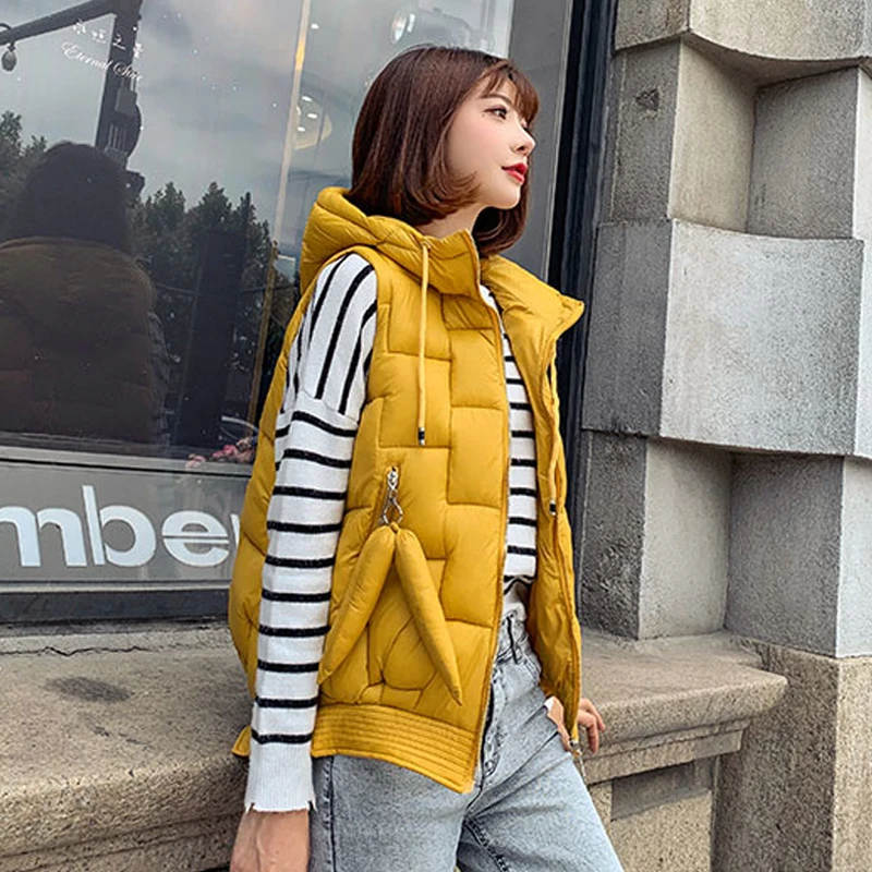 

Casual Women Vest for Women Sleeveless Hoodie Winter Short Womens Vest Plus Size XXL White Cardigan Vest