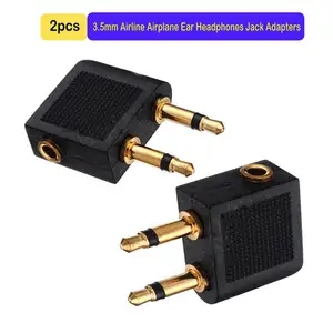 2 шт./лот, 3,5 мм аудио адаптер, авиакомпания, самолет, путешествия, наушники, гарнитура, разъем, адаптер, горячая распродажа - изображение