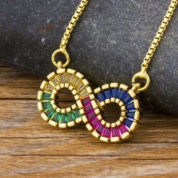 

Latest Design Rainbow Cubic Zirconia Number 8 Shape Choker Necklace Charm Necklace For Women Pendant Jewelry Accessories Gift