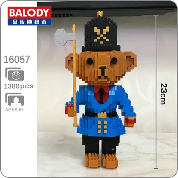 

Balody 16057 Cartoon Royal Blue Bear Soldier 3D Model DIY Diamond Mini Building Small Blocks Bricks Toy for Children no Box
