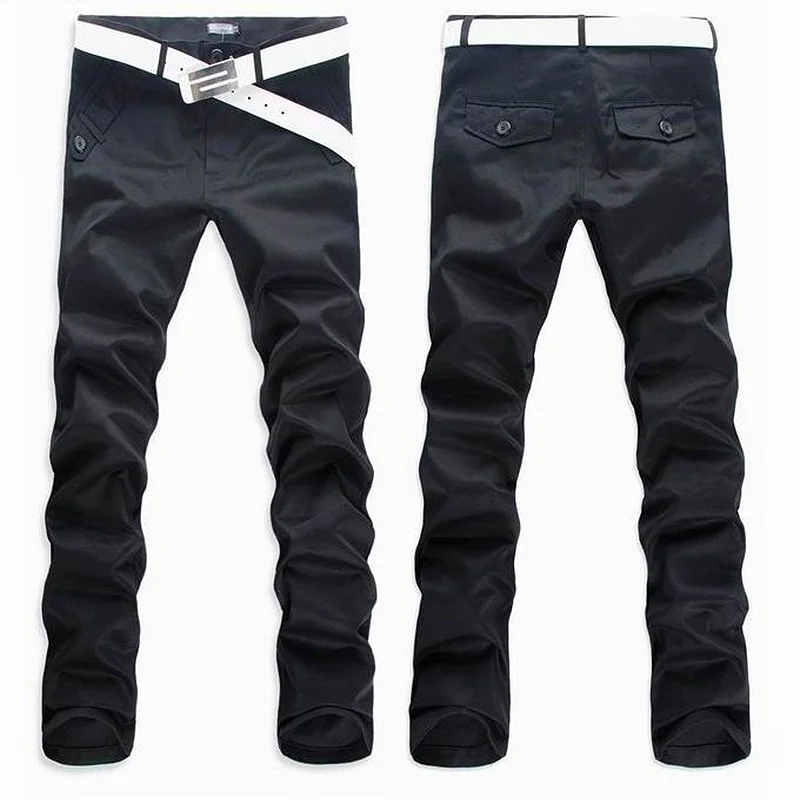 

Business Men's Casual Pants Straight Solid-color Pure Cotton Zipper Low-waist Trousers Slim Soft Comfortable Mens Pants Simple