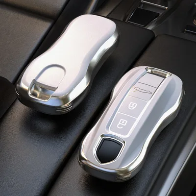 Smart remote key car key case cover for porsche panamera macan boxster cayenne 971 911 718 White