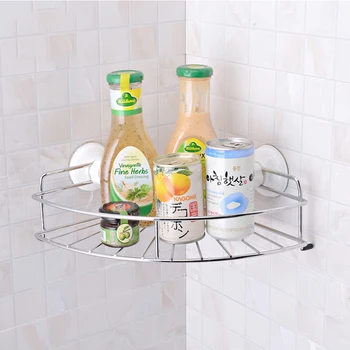 

New Stainless Steel Corner Shelf Bathroom Adhesive Shower Shelf Wall Mounted Storage Organizer for Kitchen Toilet No Drilling