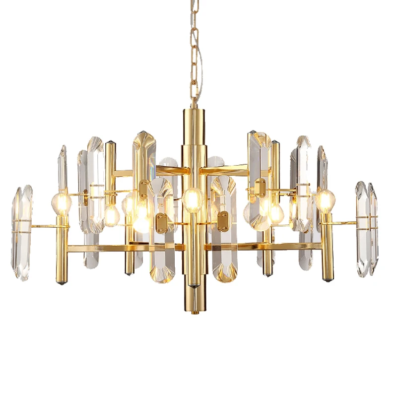 New LED modern crystal chandelier Nordic living room decoration luxury American gold villa lamps lustre cuisine