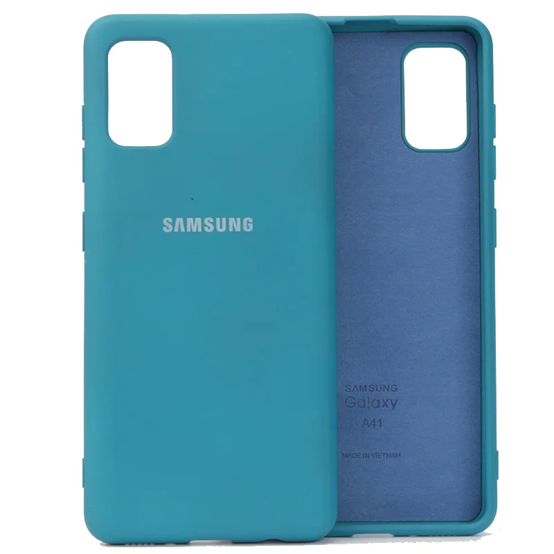 leather phone wallet Samsung Galaxy A41 Liquid Silicone Case Soft Silky Shell Cover Galaxy A 41 High Quality Soft-Touch Back Protective phone purse