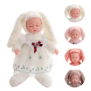 

35cm Dress Rabbit Plush Doll Long Ear Plush Sleeping Baby Face Toys No Function Sleep Plush Toy Appease Baby Dolls Birthday Gift