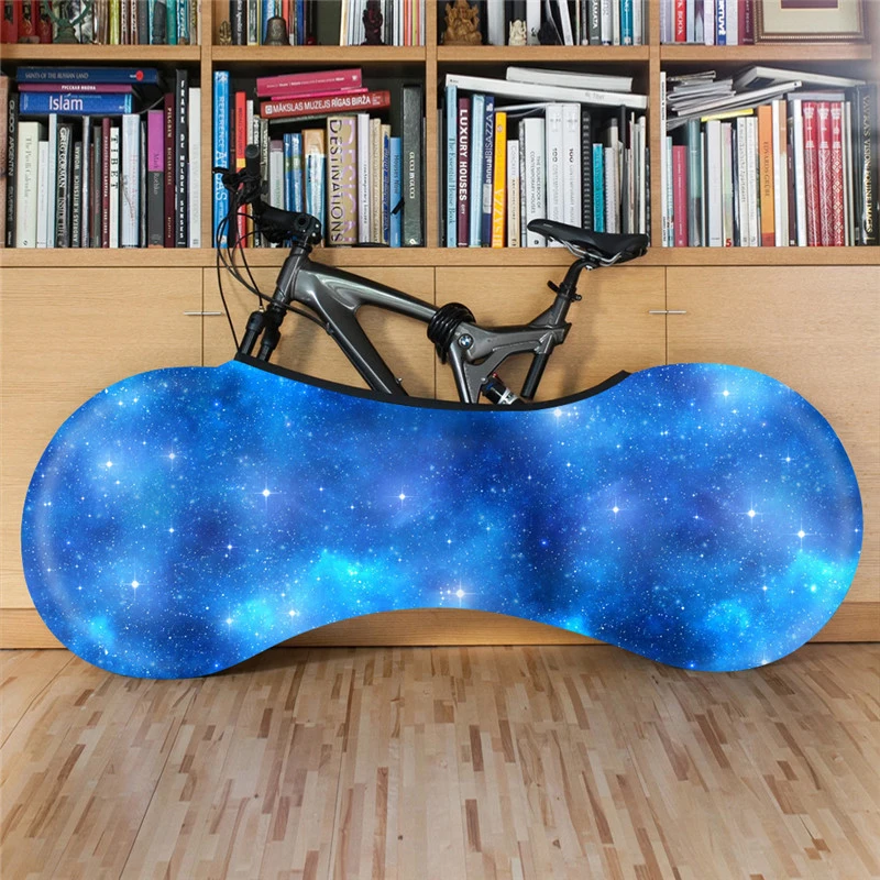 Упругий велосипед с красочным принтом ночного неба и звезд, пылезащитный чехол для велосипедного колеса, защитный чехол для внутреннего портативного велосипедного колеса