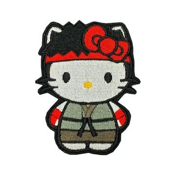 

3'' KITTY AS FIGHTER EMBROIDERED IRON ON PATCH