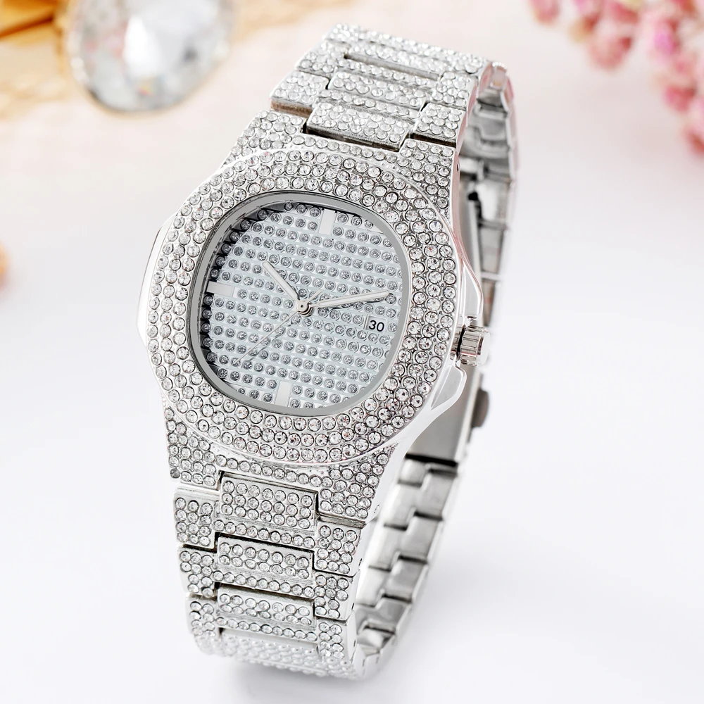 Gold Watch Men Luxury Brand Diamond Mens Watches Top Brand Luxury FF Iced Out Women Quartz Watch Calender Unique Gift For Men